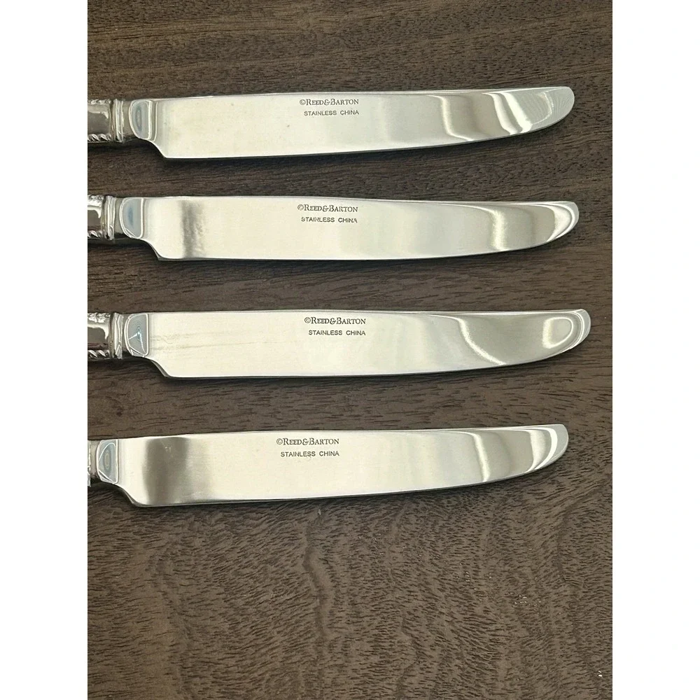 Reed & Barton Englefield Dinner Butter Knives Set Of 4 Stainless Glossy